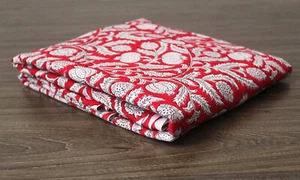 2.5 Yard Hand Block Floral Cotton Indian Natural Sanganeri Print Voile Fabric - Picture 1 of 9