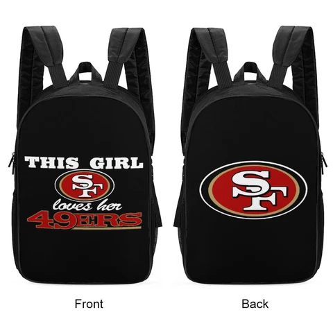 San Francisco 49ers 2-sided Print Bag Travel Backpack Schoolbag Hiking Bag 17 " Cover