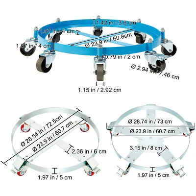 VEVOR 55 Gal Drum Dolly Heavy Duty Barrel Cart 1000-2000lbs with Swivel Casters - image 1 of 2