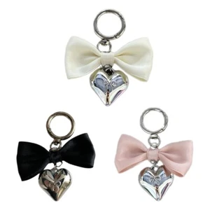Sophisticated Heart and Bowknot Pendant Keychain Charm for Fashionable Hangings - Zdjęcie 1 z 11