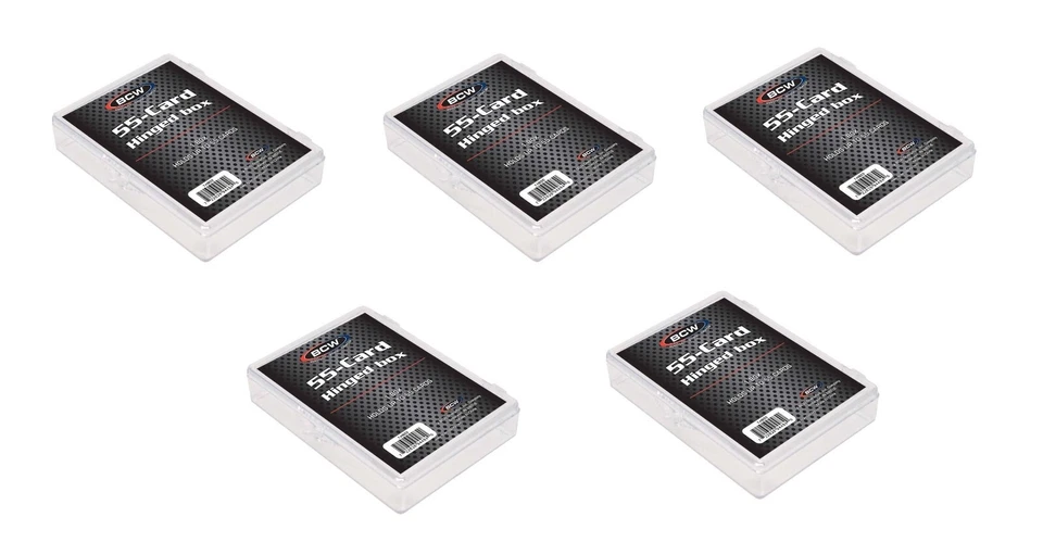 (Pack de 5) BCW 55-Tarjetas Bisagras Plástico Cajas Soportes/Estuches para Tarjetas Coleccionables Foto 1 de 4