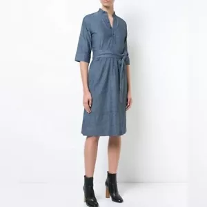 A.P.C. Dress Women's Size 34 Blue Oleson Cotton Chambray Dress In Indigo Relax - Picture 1 of 16