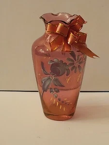 "Jarrón vintage pintado a mano floral de arándano con arco de 6" - Imagen 1 de 6