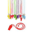 6 Neon Plastic Whistles & Cords - Football Toy Loot/party Bag Fillers Childrens