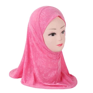 2-6Y One Piece Kids Girls Hijab Prayer Scarf Shawl Muslim Turban Amira Stole - Picture 1 of 17