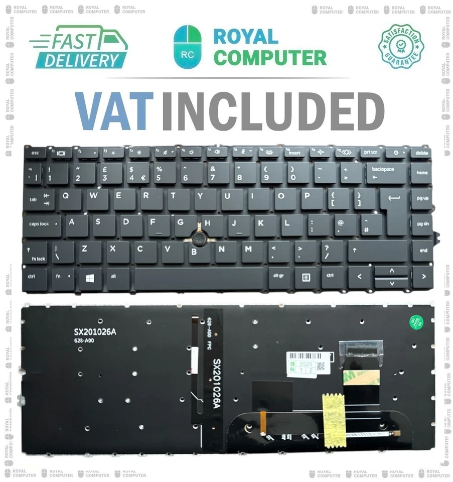 ROYALCOMPUTER HP EliteBook 745 G7 G8 840 G7 G8 845 G7 G8 UK Keyboard with Backlit & Pointer