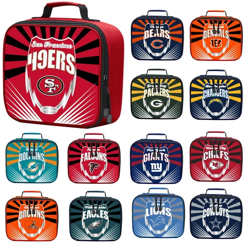 New NFL PICK YOUR TEAMS Adult / Kids Insulated Lunch Box Bag School Bag Cooler Cover