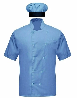Chef Coat Half Sleeve Jacket Double Breasted Restaurant Kitchen Work Uniform - Image 1 of 3