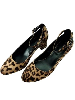 Zapatos de salón Bandolino para mujer correa al tobillo de leopardo tacón grueso gamuza suela acolchada 8,5 M Foto 1 de 4