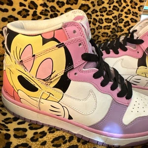 Women Custom Minnie Mouse Nike Air Force 1 High Top White Pink Purple S 8 1169 - Picture 1 of 16