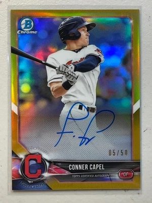 Conner Capel 2018 Bowman Chrome /50 Gold Refractor Auto Autograph Prospect BCPA - Image 1 of 2