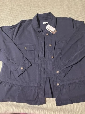 Jaqueta de algodão azul com babado J Jill 2x - Imagem 1 de 4