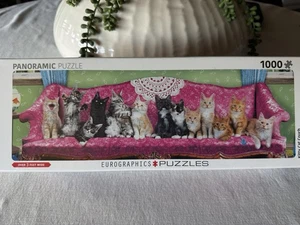 Kitty Katze Couch 1000 Teile Panorama Puzzle Eurographics - Bild 1 von 3