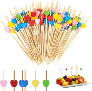 17 Cocktail Picks Holz 100 Stück Herzform Fingerfood Spieße Bunte Deko Party - Bild 1 von 8