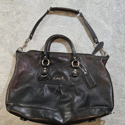 Coach Ashley F15445 Leather Satchel Black Metallic Purse Handbag Shoulder Bag - Image 1 of 4