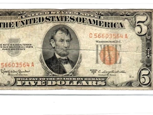 $5 "UNITED STATES NOTE" 1953-C  (ALTERED)   $5  1953-C (YELLOW)  UNITED STATES - Picture 1 of 3