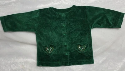 Top vintage Talbots niños terciopelo verde manga larga abotonado talla 6M Foto 1 de 4