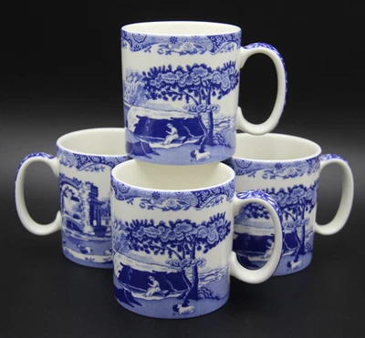SPODE Ceramic Blue Italian Pattern 250ml Mugs x 4 - Image 1 of 4