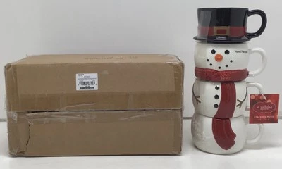 St. Nicholas Square Yuletide Snowman Stacking Mugs Set Of 4 Small Defects - Image 1 of 3