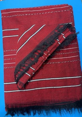 NEW ALBANIA HANDCRAFT TRADITIONAL DARK RED TABLECLOTH WITH 6 TOWERS-214 X 150 CM - Image 1 of 4