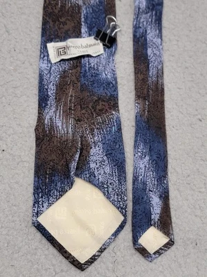 Corbata de seda clásica Pierre Balmain para hombre marrón azul abstracta hecha en Italia Foto 1 de 4
