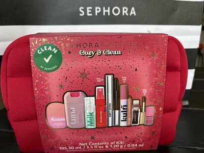 SEPHORA FAVORITES Cozy & Clean Makeup Value Set Holiday 2025 9 Piece Bag Kit NEW - Image 1 of 4