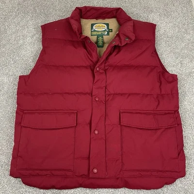 Cabela's Premier Northern Goose Down Vest Men L Red Full Zip Snap Button Fleece - Image 1 of 4