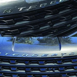 Fits 11-19 Expl Interceptor Hood Letters Emblem Decal Matte Black - Picture 1 of 1