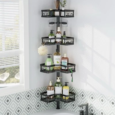 Corner Shower Caddy Tension Pole - 62-115 INCH - 4-Tier (New In Box) - Image 1 of 4