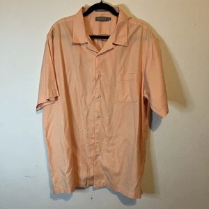 Daniel Cremieux Mens Button Up Shirt XL Peach Signature Collection Short Sleeved - Picture 1 of 3