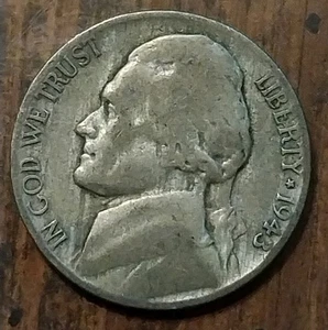 35% Silver War Nickel 1943 P Circulated  - Picture 1 of 2