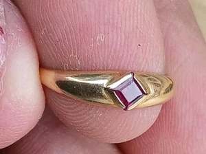 Bague Femme Or Jaune 18k. Solitaire Rubis? Taille 53.gold ring Goldring - Imagen 1 de 5