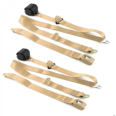 Ford Fairlane 1968 - 1969 Standard 3pt Tan Retract Bucket Seat Belt Kit-2 Belts  - Image 1 of 4