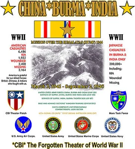 CHINA * BURMA * INDIA BATTLE & CAMPAIGNS (CBI-WORLD WAR II) *2-SIDED SHIRT - Picture 1 of 11