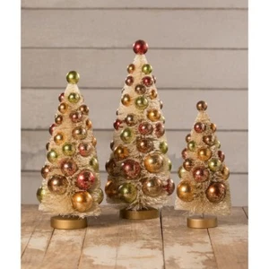 Bethany Lowe Halloween 3 pc Fall/Autumn Polka Dot Bottle Brush Trees LC2404 - Picture 1 of 4
