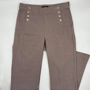 Pantalones Ann Taylor para mujer con botones 8 marrón elástico tejido pierna recta - Imagen 1 de 9