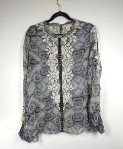 Sundance Tunika Top Gr. XL Victorian Charms Boho Bauern Hippie fließend Spitze transparent - Bild 1 von 7