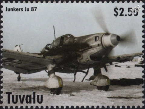 WWII Luftwaffe JUNKERS Ju.87 Stuka Dive Bomber Aircraft Stamp (2022 Tuvalu) Cover