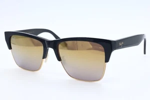 Maui Jim PERICO Sunglasses  853-02 Gloss Black Gold Mirrored Polarized Lenses - Picture 1 of 6