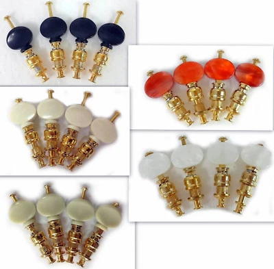Ukulele Gold plated Machine heads friction tuner plastic buttons 4 pieces 229G - Image 1 of 2