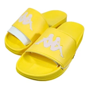 Kappa Authentic Adam 2 Yellow Yolk White Antique Youth SZ 6 SLIDES vacation - Picture 1 of 5