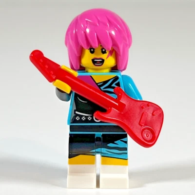 LEGO Rocker Girl Minifigure with Guitar from Series 7 Figures col111 col07-15 o2 - Image 1 of 4