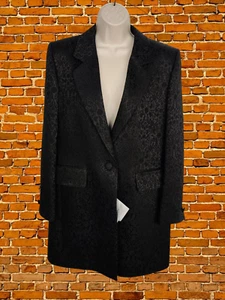 BNWT VINTAGE BLACK OCCASION JACKET SIZE UK 16 WOOL WOMENS ITALIAN FABRIC COAT - Picture 1 of 6