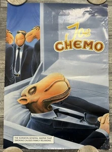 RARE Vintage 1990’s Joe Camel Parody “Joe Chemo” Anti-Smoking Poster 24X17 - Picture 1 of 5