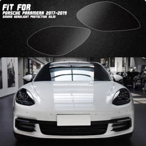 LH+RH Smoke TPU Headlights Protective Precut Film Sticker For Porsche Panamera - Picture 1 of 10