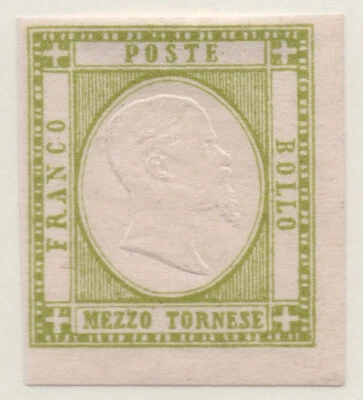 意大利 1861 年 Mi 1 A 国王 Victor Emmanuel II 完好铰边超级! — 第 1/2 张图片