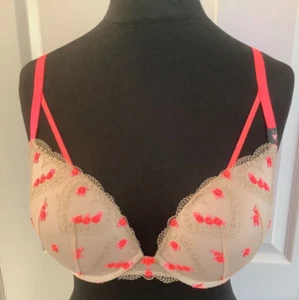 Victoria's Secret Dream Angels push up padded boned coral floral bra 32DD £69 - Picture 1 of 8