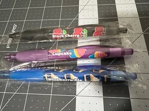 3 Gel Smens  Scented Glitter Gel Pens -BLACK CHERRY CUPCAKE BLUEBERRY PIE - Picture 1 of 3