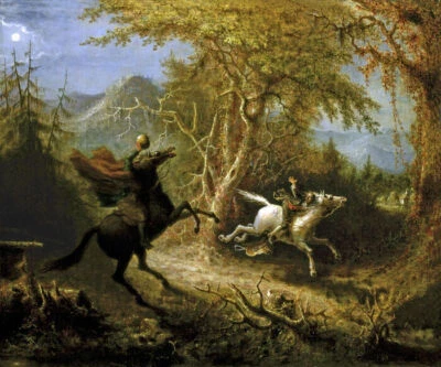 THE HEADLESS HORSEMAN PURSUING ICHABOD CRANE USA PAINTING BY JOHN QUIDOR REPRO  - Image 1 of 3