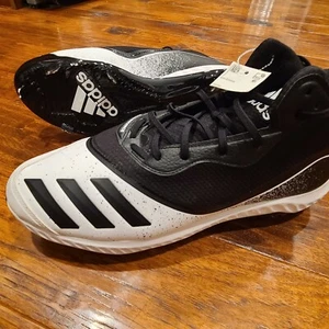 ADIDAS Baseball Cleats Shoes Mens 15 Black White Athletic Icon V 5 Bounce Mid  - Picture 1 of 11